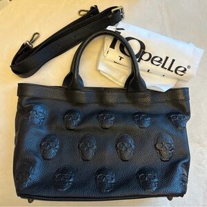 NWOT I Opelle Black Skull Embossed Tote Bag